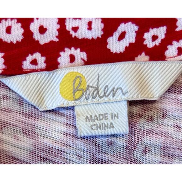 Boden Button Jersey Mini Tea Dress size 18R In Jalapeno Red, Peony Stamp - Picture 2 of 9